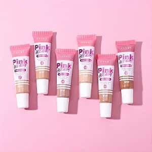 Kit 06 Unidades Base Líquida Efeito Matte Pink All Day Vivai 1104 Cores Médias Escuras 18ml Atacado para Revenda