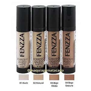 Kit 04 Unidades Corretivo Líquido Matte Fenzza CL41 Atacado para Revenda