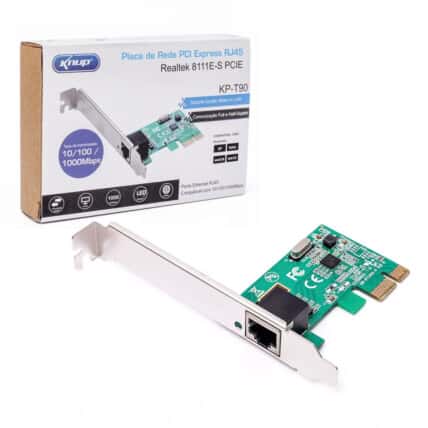 Placa de Rede PCI-Express Conexão Rj45 para PC Knup - KP-T90 Atacado