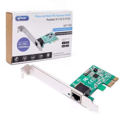 Placa de Rede PCI-Express Conexão Rj45 para PC Knup - KP-T90 Atacado