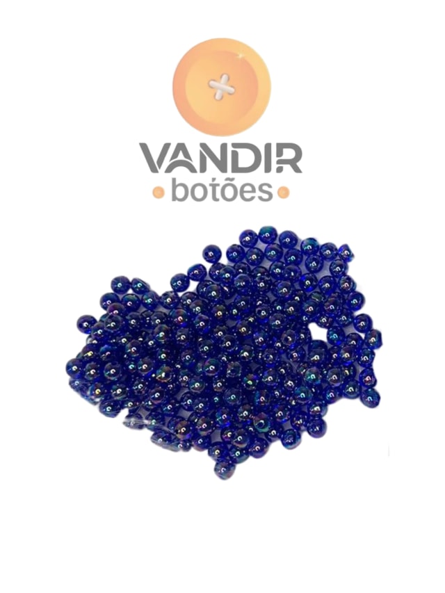 Miçanga Irisada Azul Marinho 6mm pct 250g Atacado
