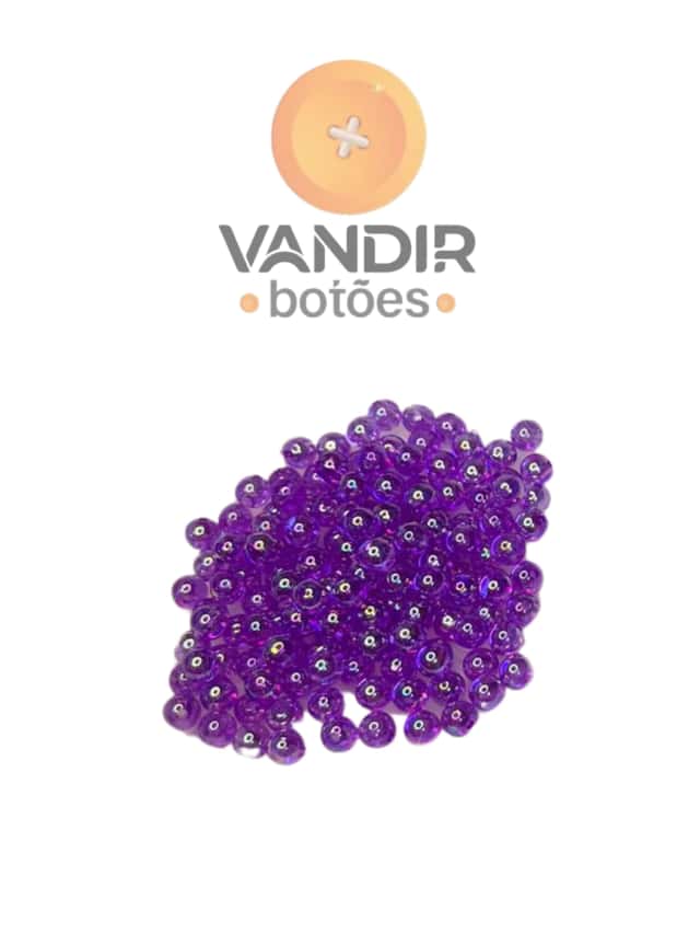 Miçanga Irisada Lilas 6mm pct 250g Atacado