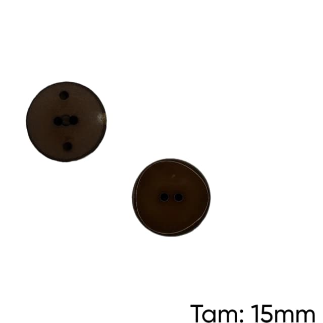 Botão Massa 2 Furos Marrom - PCT/ 12 UNIDADES - BT1211P Atacado