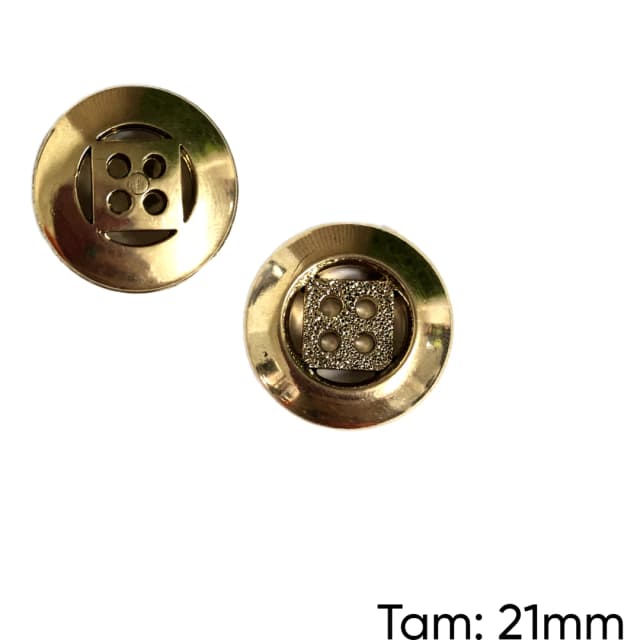 Botão 500 Dourado 4 Furos - PCT/ 12 UNIDADES - BT2529 Atacado