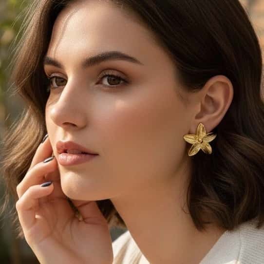 Brinco Folheado Flor