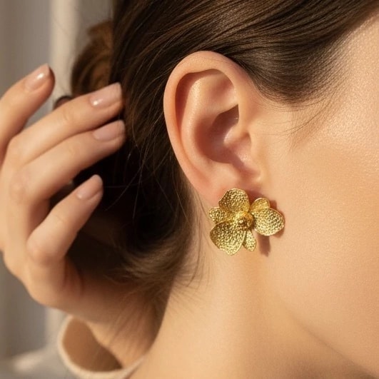Brinco Folheado Flor