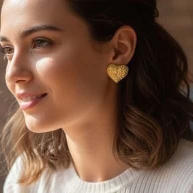 Brinco Folhado Coração