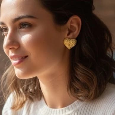 Brinco Folhado Coração