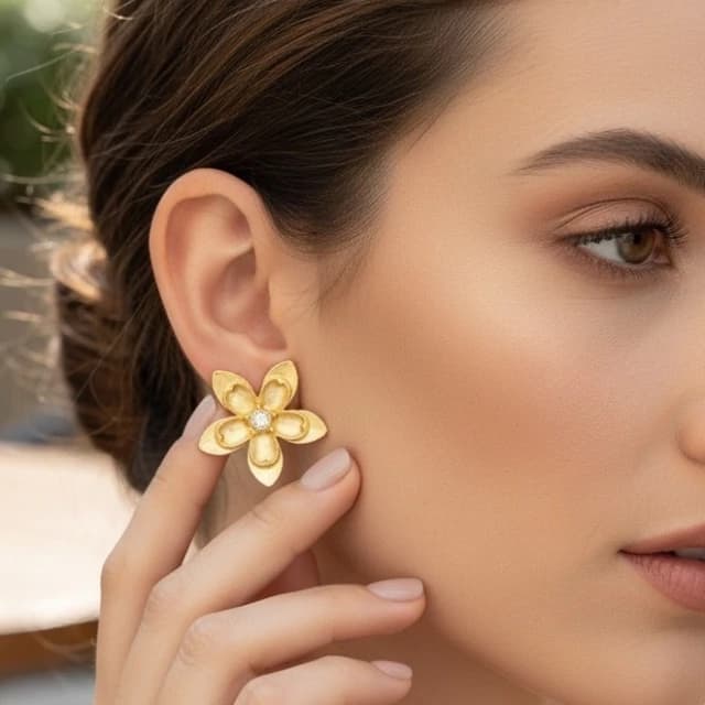 Brinco Folheado Flor