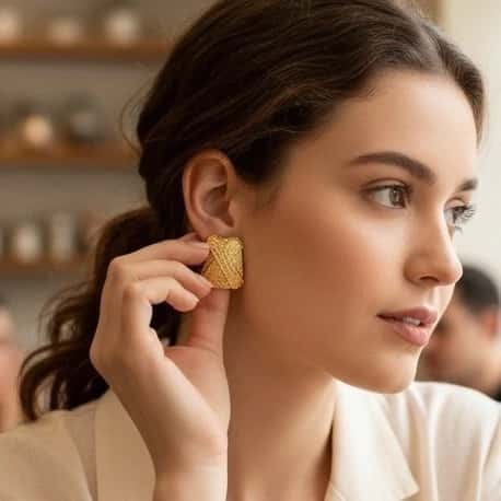 Brinco Folheado Forma retangular