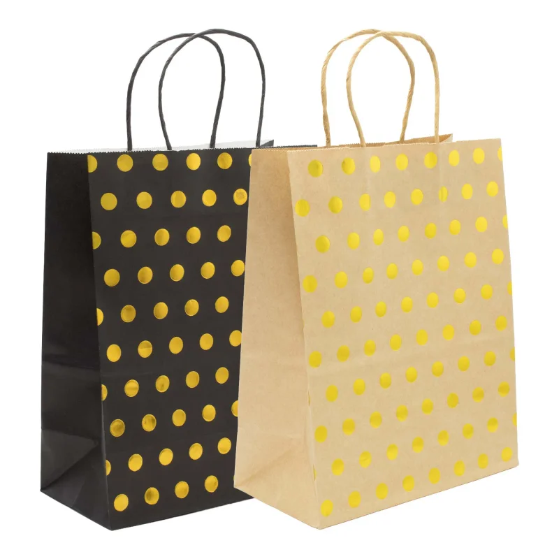 Sacola de Papel - Poá Dourado - Pacote com 10 unidades - Tamanho G - 21x27x11 cm Atacado para Revenda