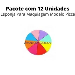 Esponja Para Maquiagem Modelo Pizza Atacado Box 12 Unidades