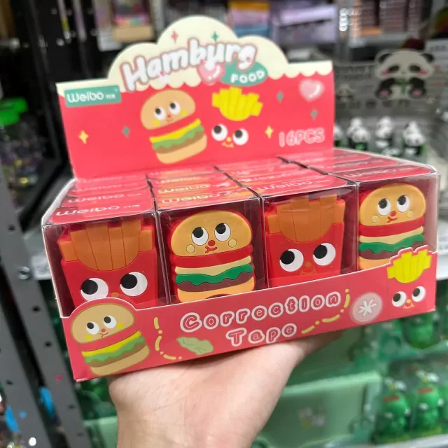 Kit C/12 corretivos em fita comidinhas Papelaria Atacado