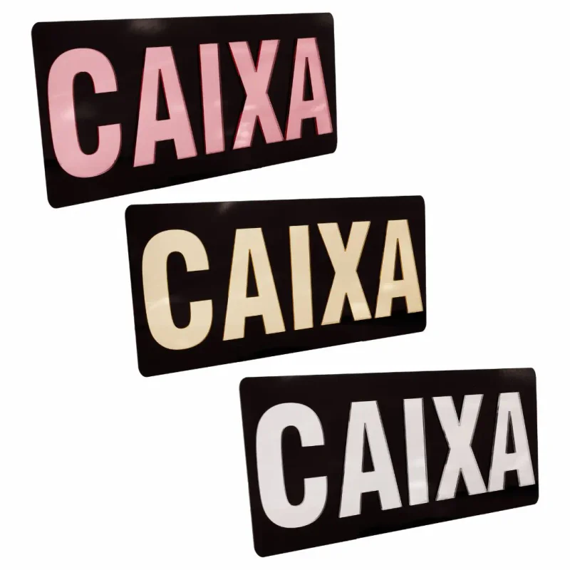 Placa Adesiva CAIXA em Acrílico - 1 unidade Atacado para Revenda