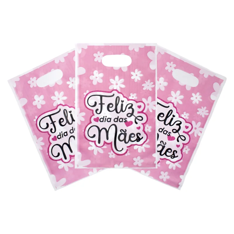 Sacola Plástica - Feliz DIa das Mães - Pacote com 50 unidades Atacado para Revenda