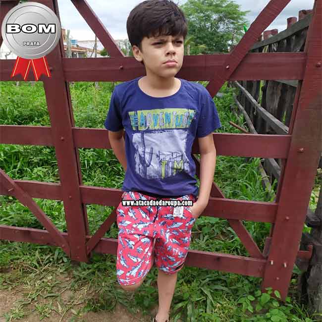 Short Infantil Moletom Estampado e Liso Atacado